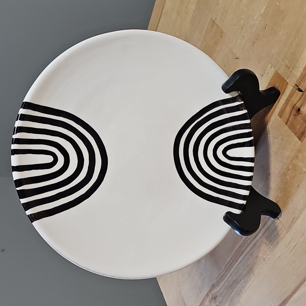 🖤 Casa Cubista Set of 2 Hand-Painted Terracotta Plates - Portuguese MCM 🇵🇹 - Picture 4 of 8